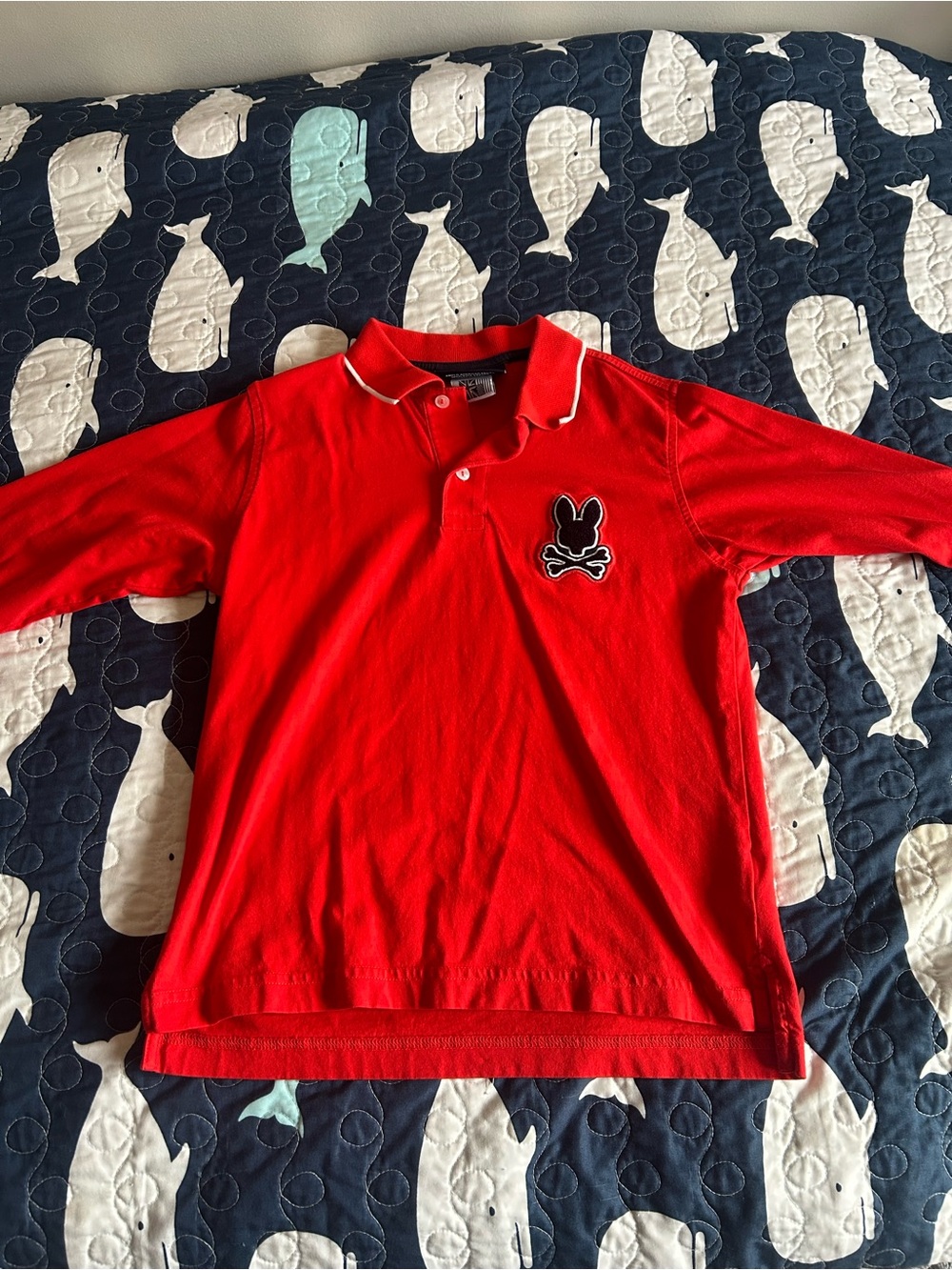 Psycho Bunny Red Polo with Black Logo Patch